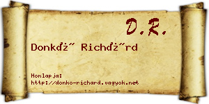 Donkó Richárd névjegykártya
